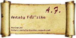 Antaly Füzike névjegykártya